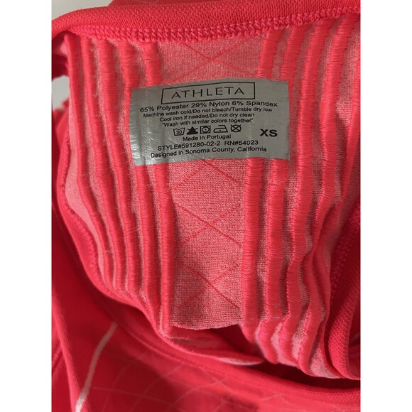 Athleta Finish Fast Line Tank Size XS Coral Orange Racerback Top T Shirt Ruched - Picture 6 of 9